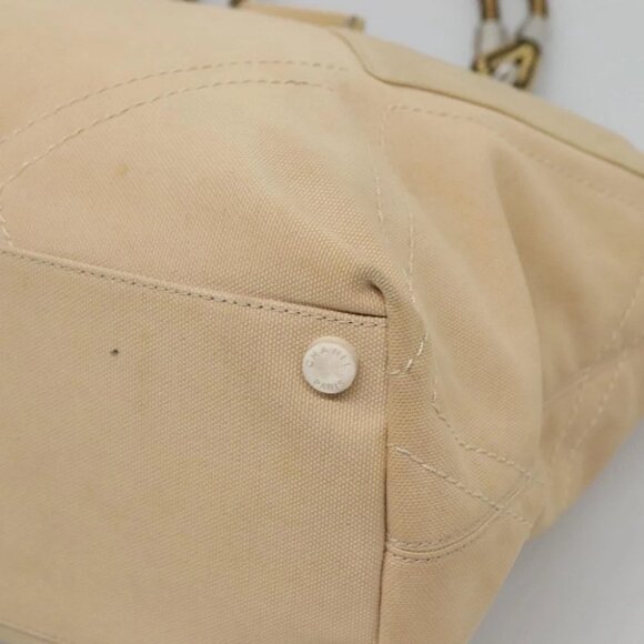 CHANEL COCO Mark Tote Bag Canvas Beige Silver CC - Picture 8 of 16